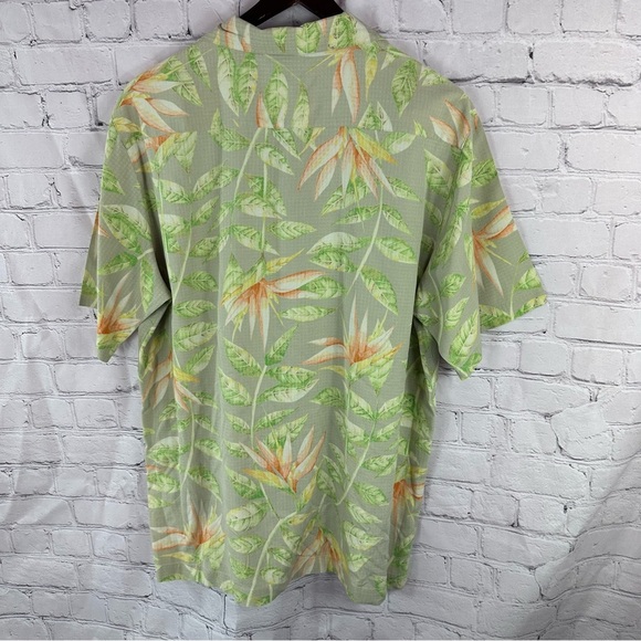 Caribbean silk Tropical floral Leaf pattern casual camp Hawaiian Shirt sz L - Picture 4 of 6